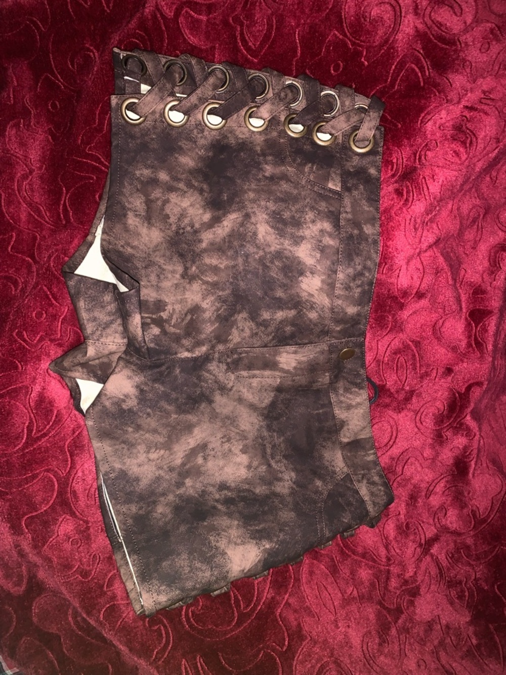 Lace-Up Shorts in Brown Tie-Dye